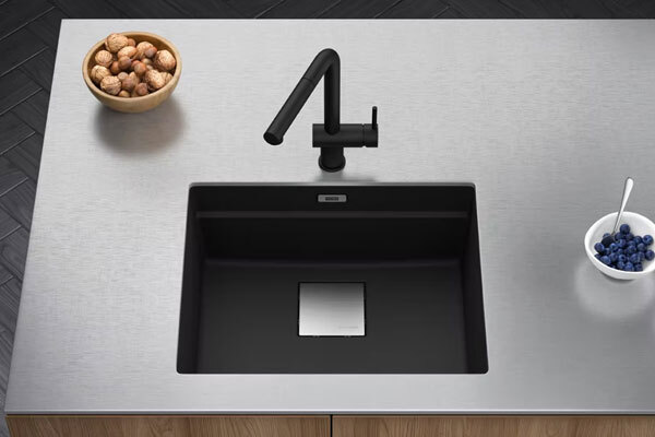 Franke Black Granite Sink With Stainless Steel Worktop